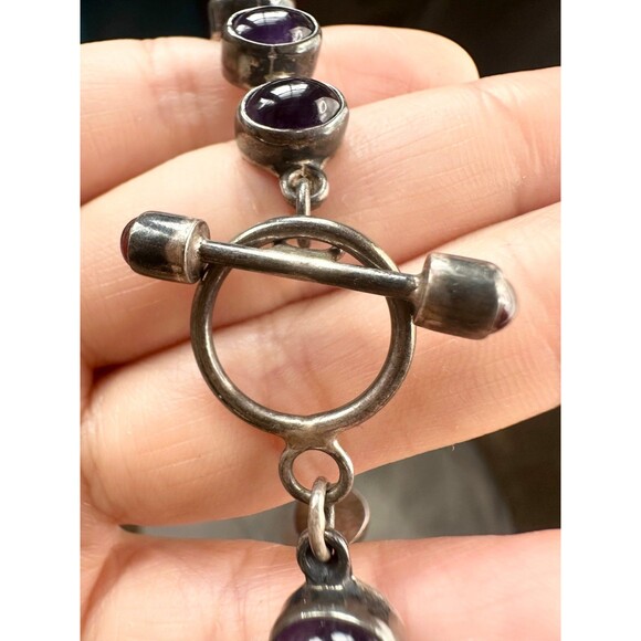 Vintage Acleoni sterling silver natural amethyst garnet Legacy toggle watch